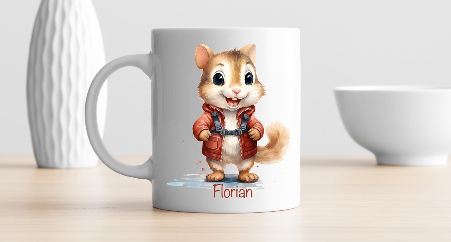 Tasse Wunschname Chipmunk #1 Emaille Kinderbecher personalisiert